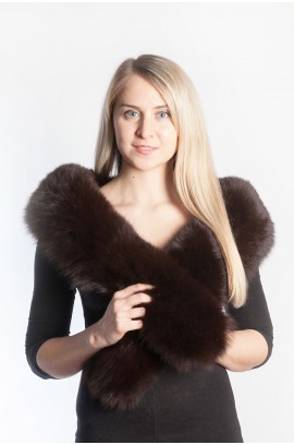 Dark brown fox fur scarf